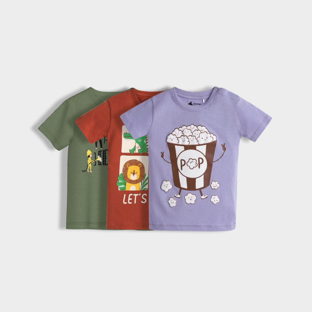 3 Pack Half Sleeves T-Shirt | Zoo, Popcorn, Real Heroes