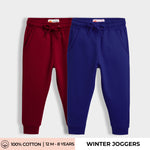 2 Pcs Winter Joggers | Maroon, Blue