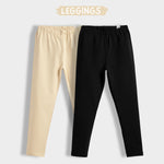 2 Pcs Leggings | Beige, Black
