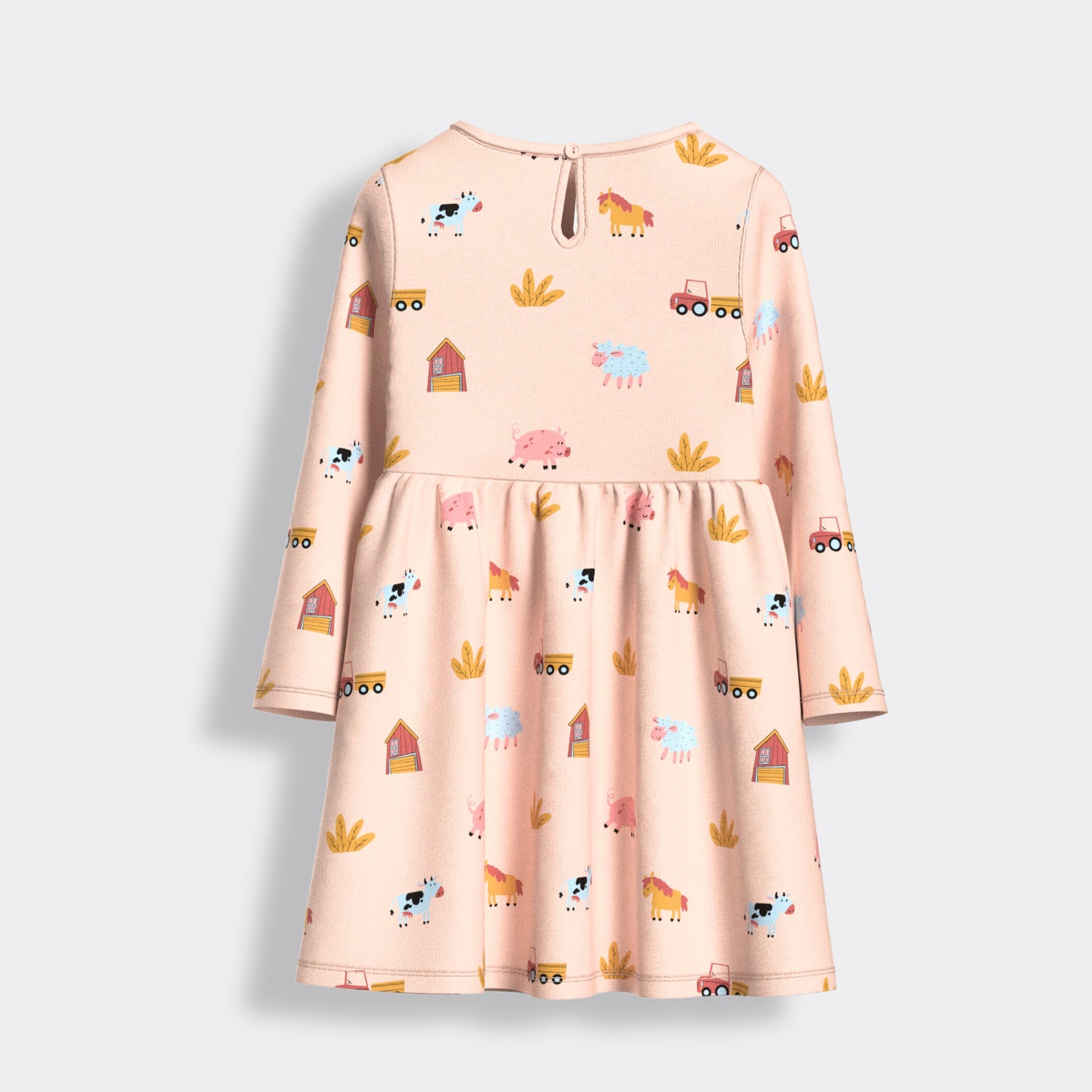 Long Sleeves Printed Dress | Farm Animals