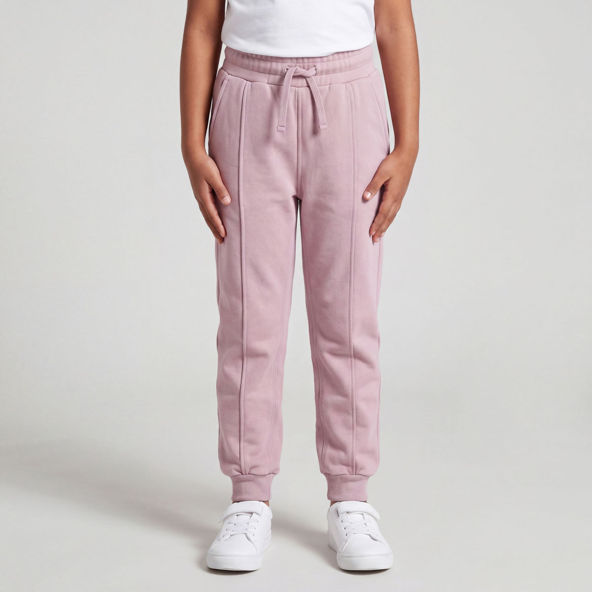 Girls Interlock Joggers | Powder Nude