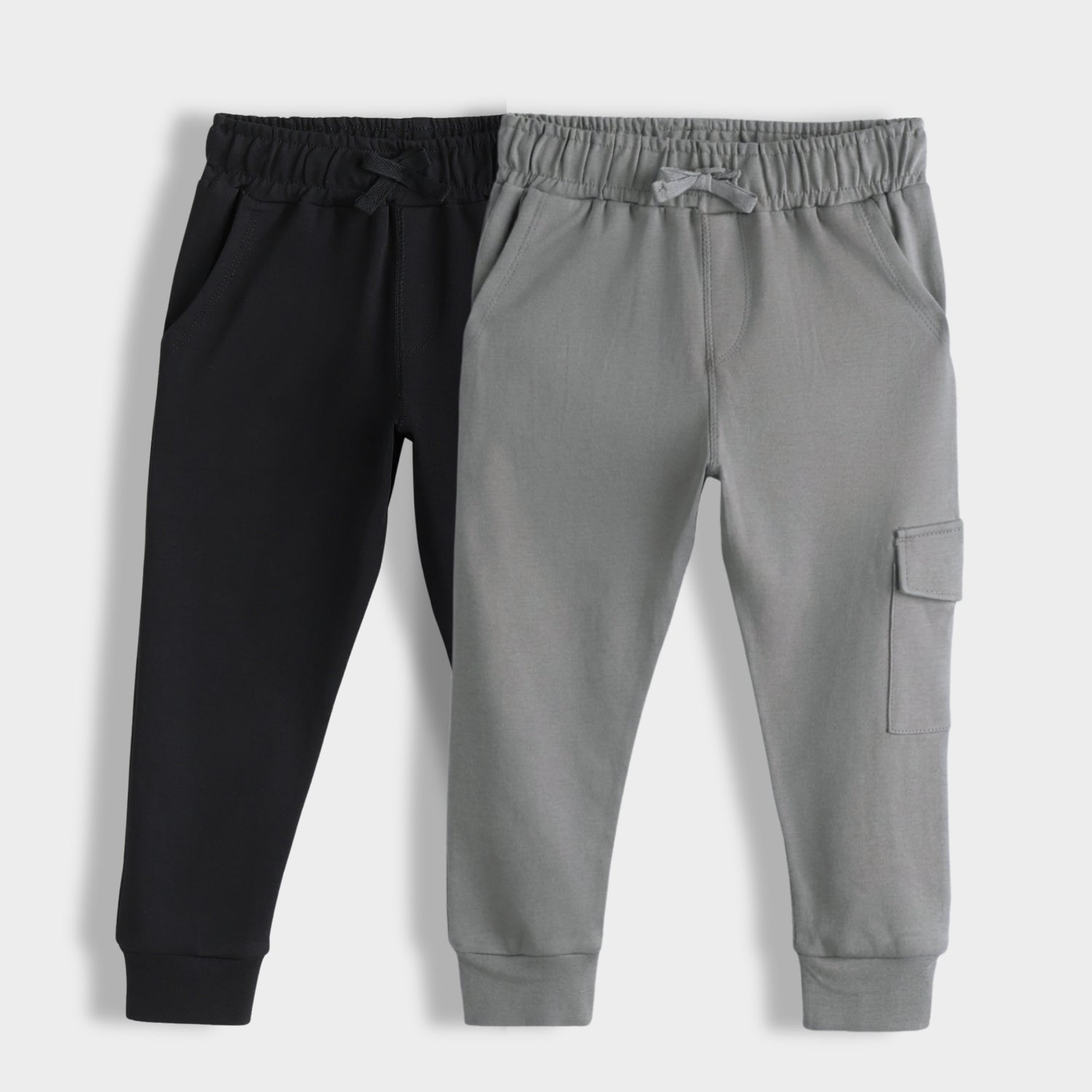 2 Pcs Interlock Joggers | Black, Grey