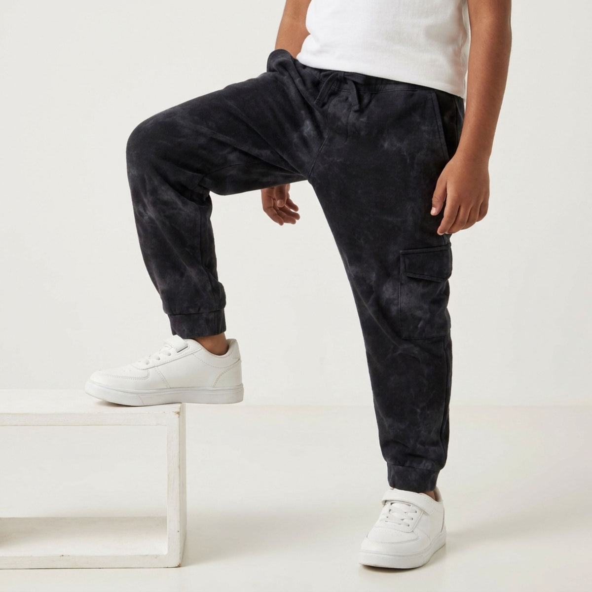 Interlock Joggers | Tie & Dye Black