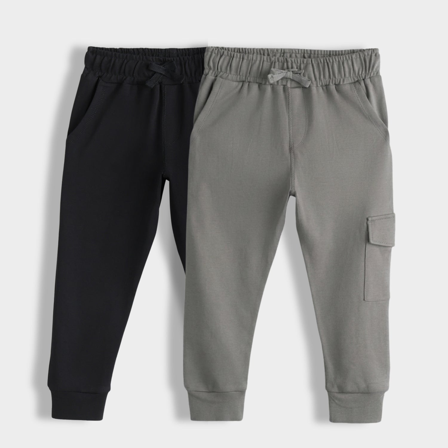 2 Pcs Interlock Joggers | Black, Grey