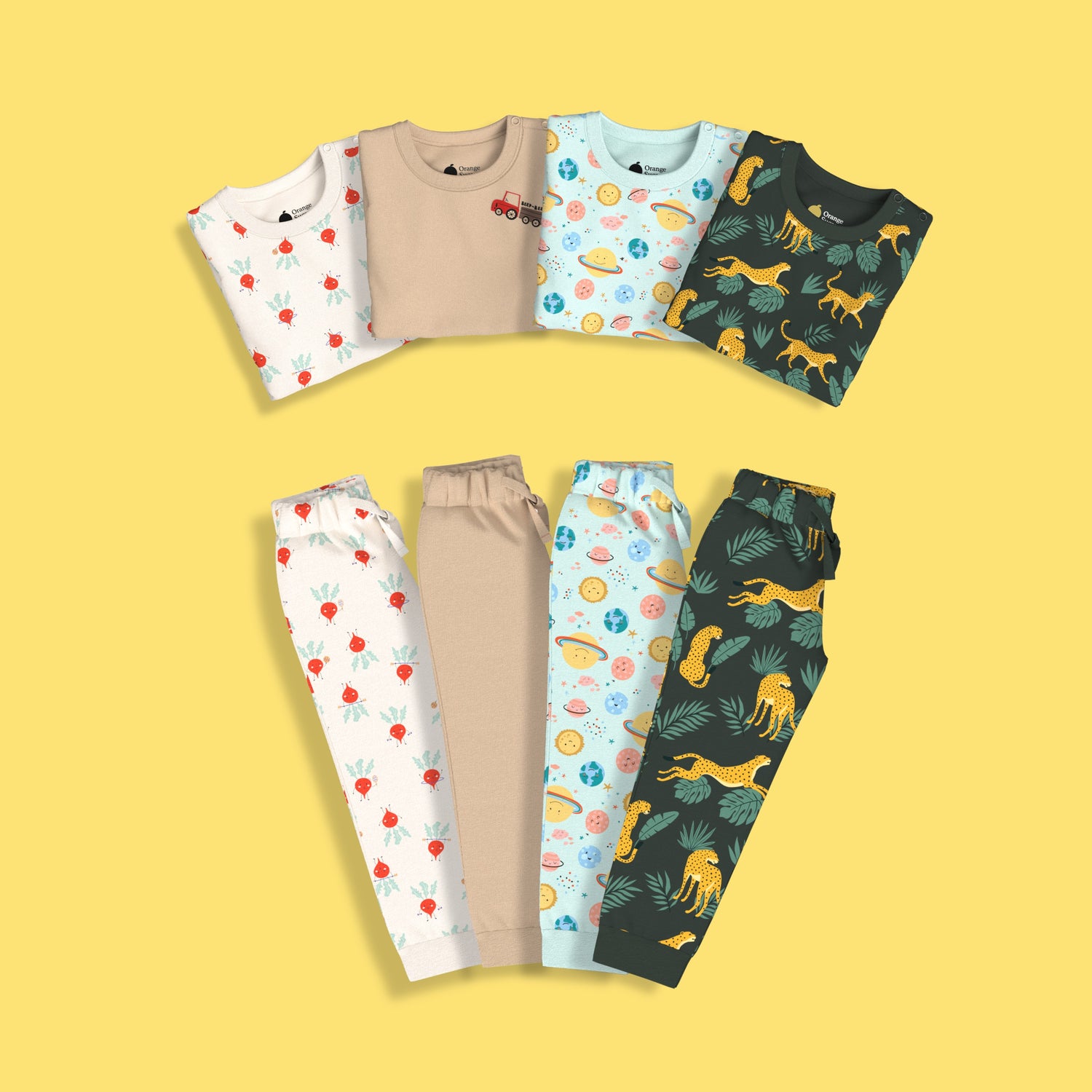4 Pack Half Sleeves Unisex Co-ord Set | Cheetah, Galaxy, Beetroot & Truck