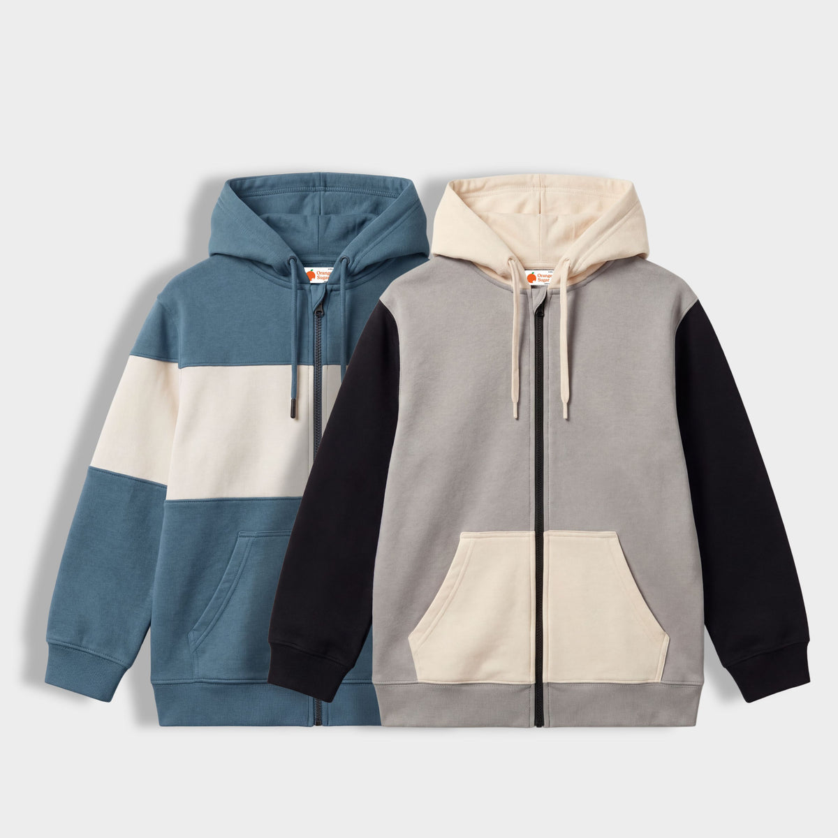 2 Pack Winter Unisex Hoodies | Colour Block Air Force, Colour Block Grey