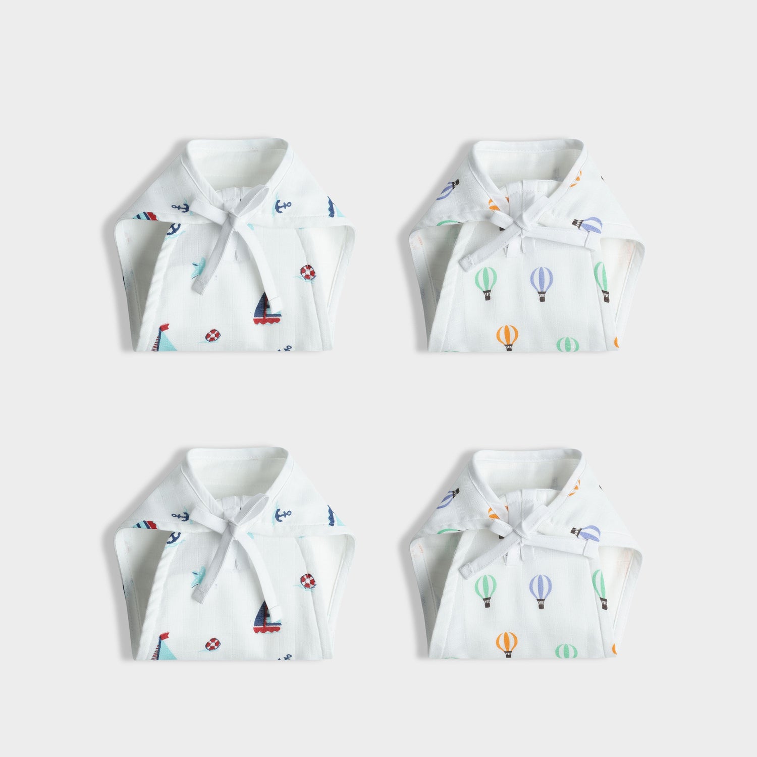 4 Pack Muslin Nappies | Little Sailor, Balloon Ride