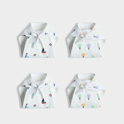 4 Pack Muslin Nappies | Little Sailor, Balloon Ride