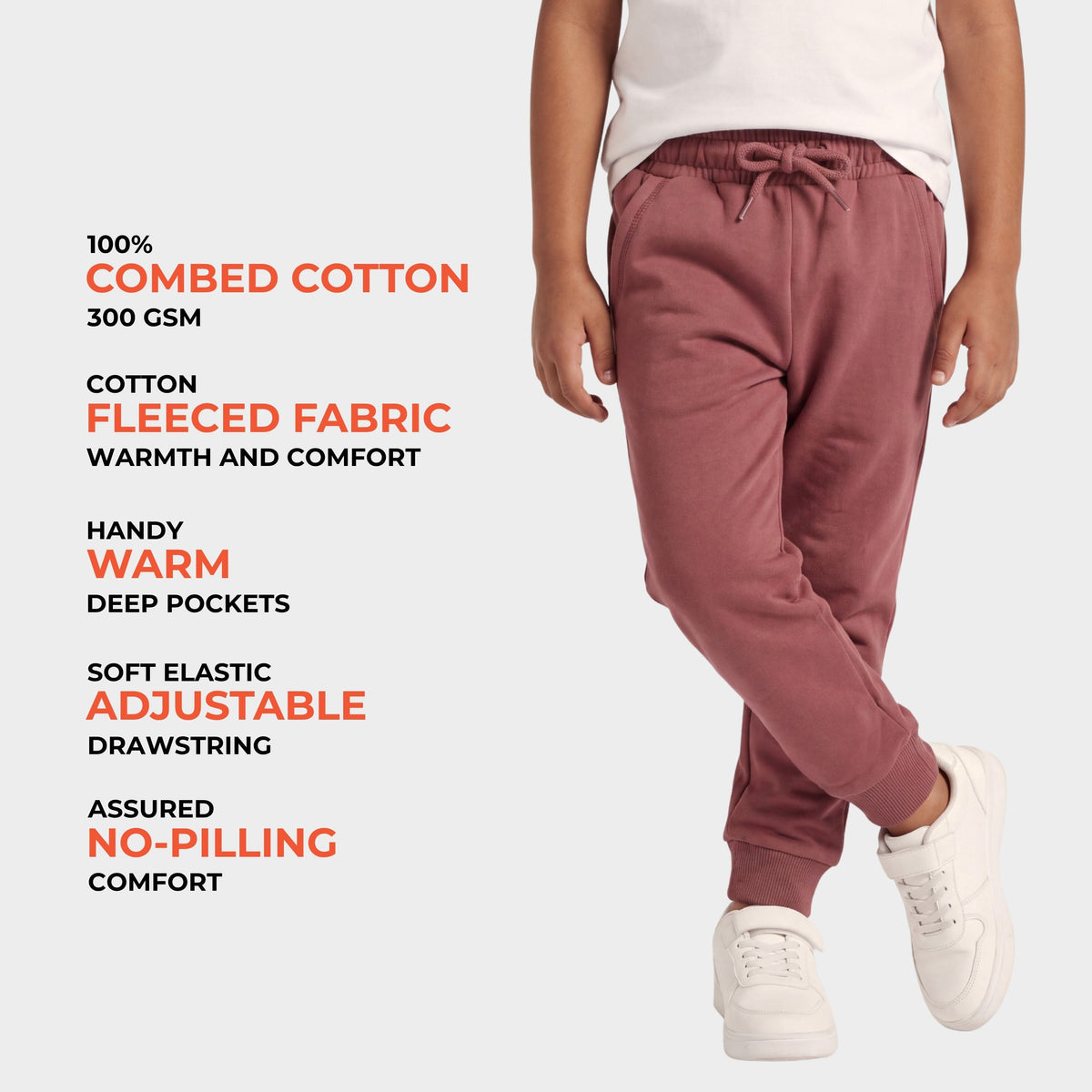 5 Pcs Winter Fleece Joggers | Black, Maroon, Diesel Blue, Rosy Brown, Pink