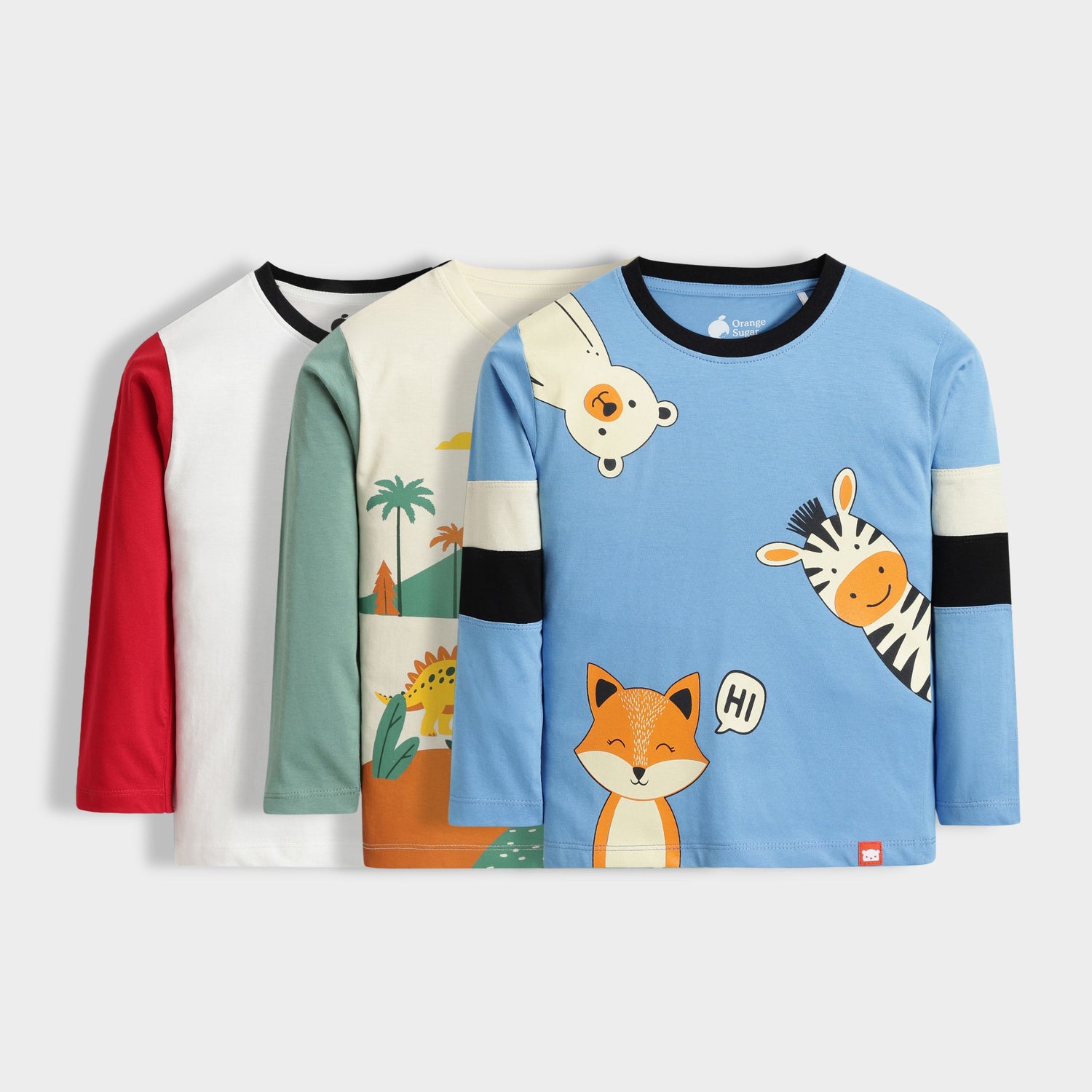 3 Pack Full Sleeves Unisex T-Shirts | Road Runner ,Dino ,Peek A Boo