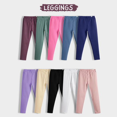 10 Pcs Leggings | Dusty Pink, Green, Pink, Air Force Blue, Royal Blue, Lavender, Beige, Black, White, Rose Pink