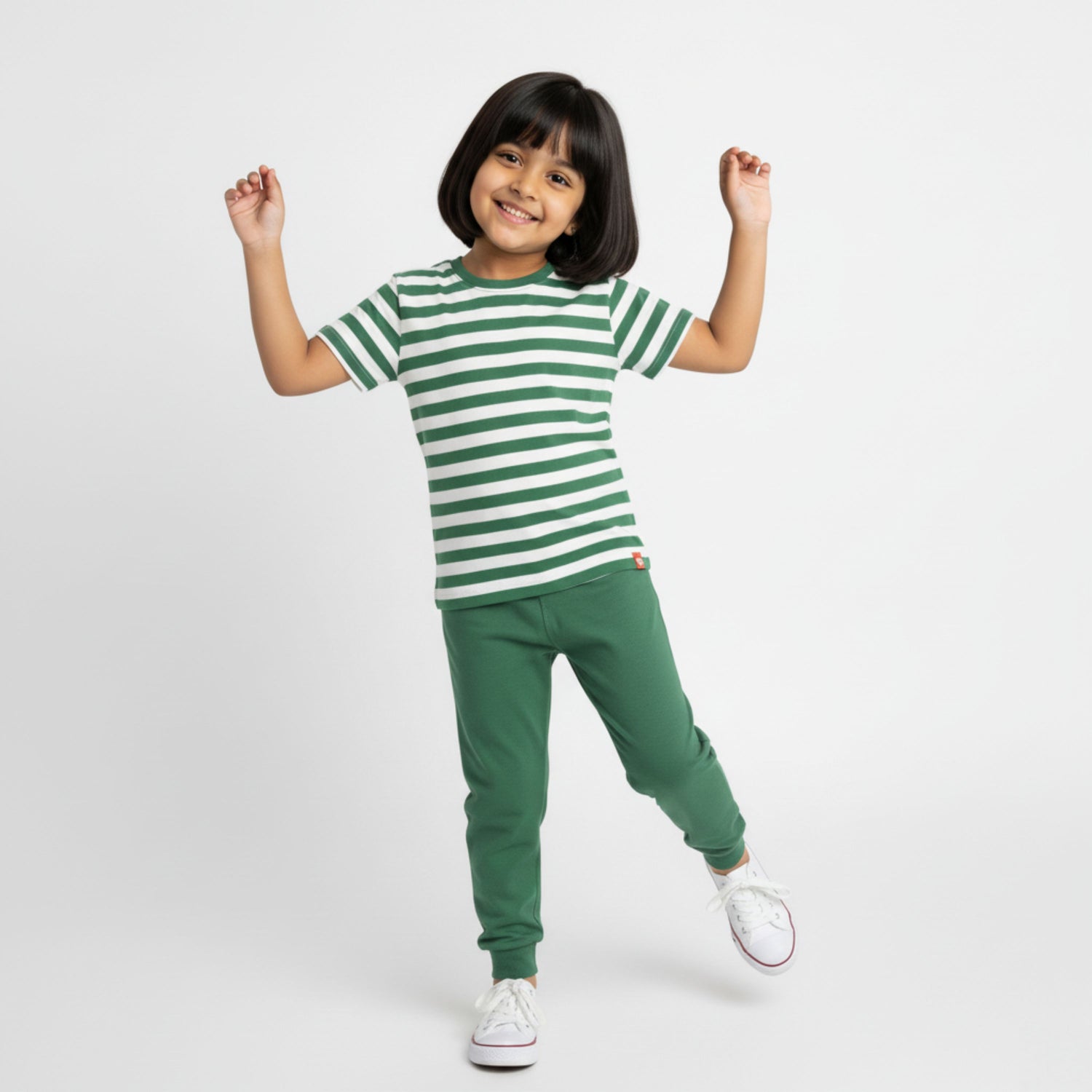 Half Sleeves Unisex Co-ord Set | Green Stripes