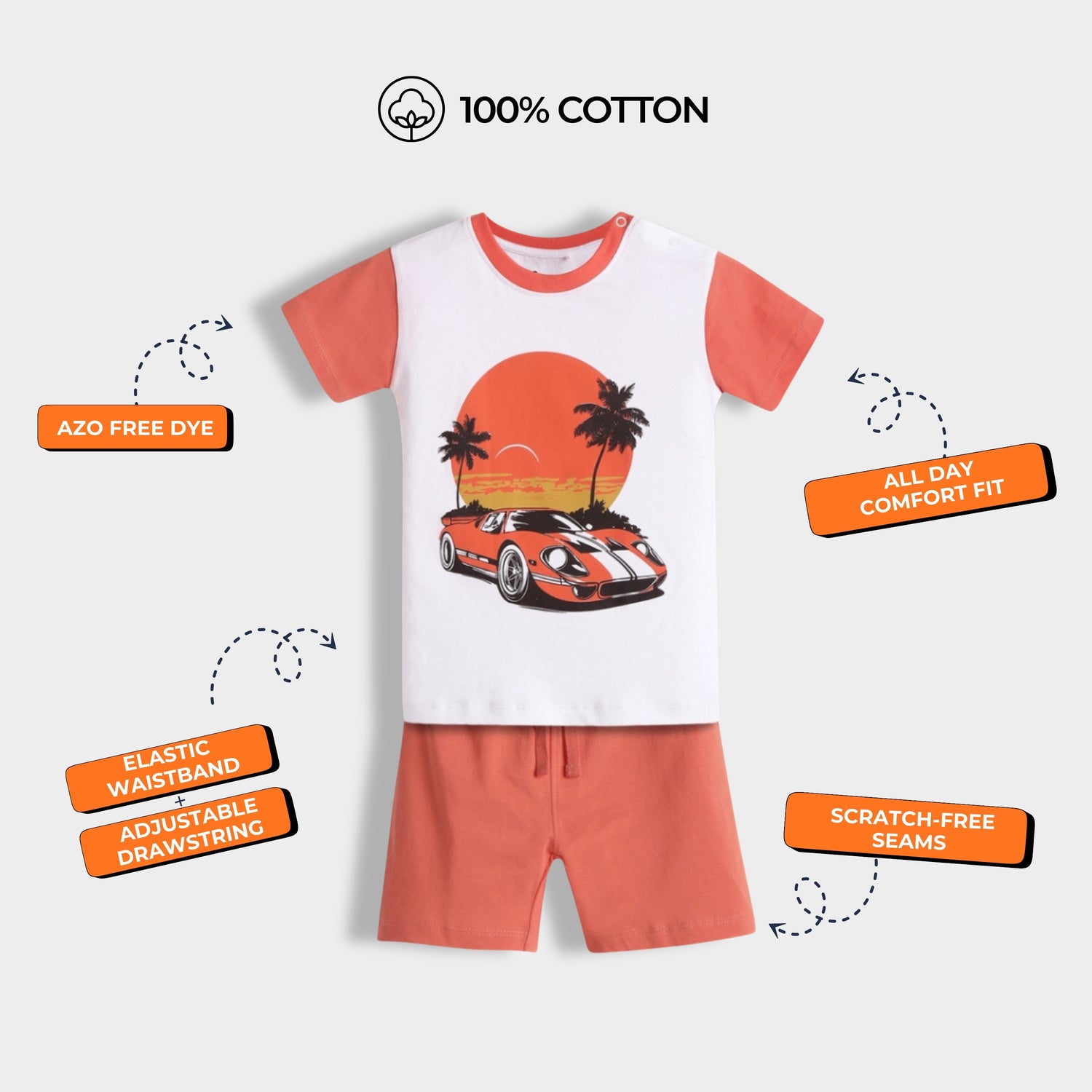 T-Shirt & Shorts Unisex Co-ord Set | Car Ride