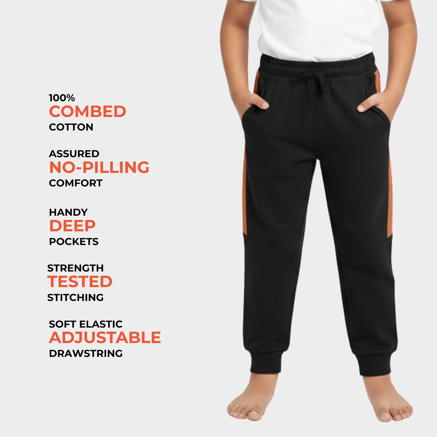 5 Pcs Cotton Joggers | Colour Block Black & Blue, Brown, Air Force Blue, Grey