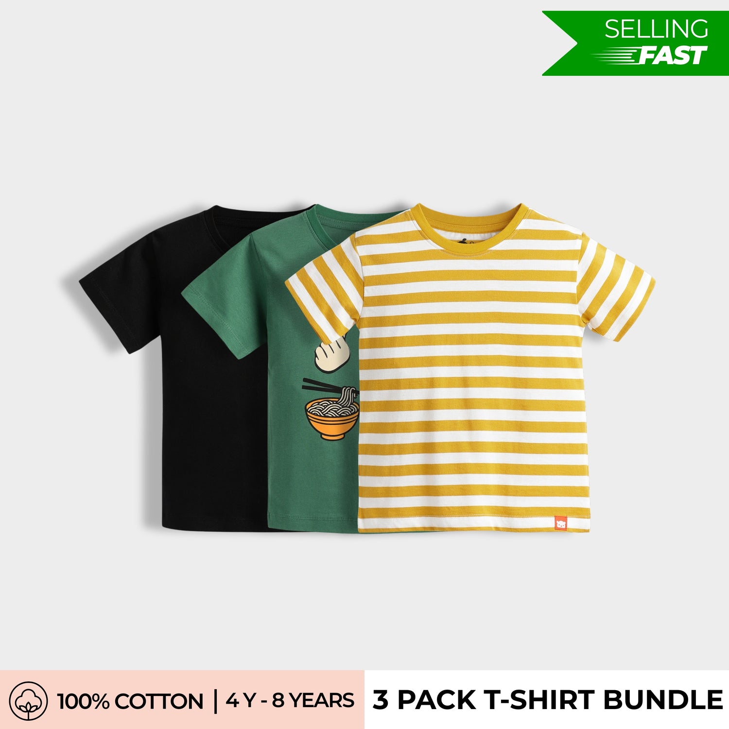 3 Pack Half Sleeves Unisex T-Shirts | Traveller, Korea, Yellow Stripes