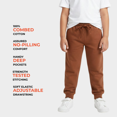 3 Pcs Cotton Joggers | Black, Brown, Blue