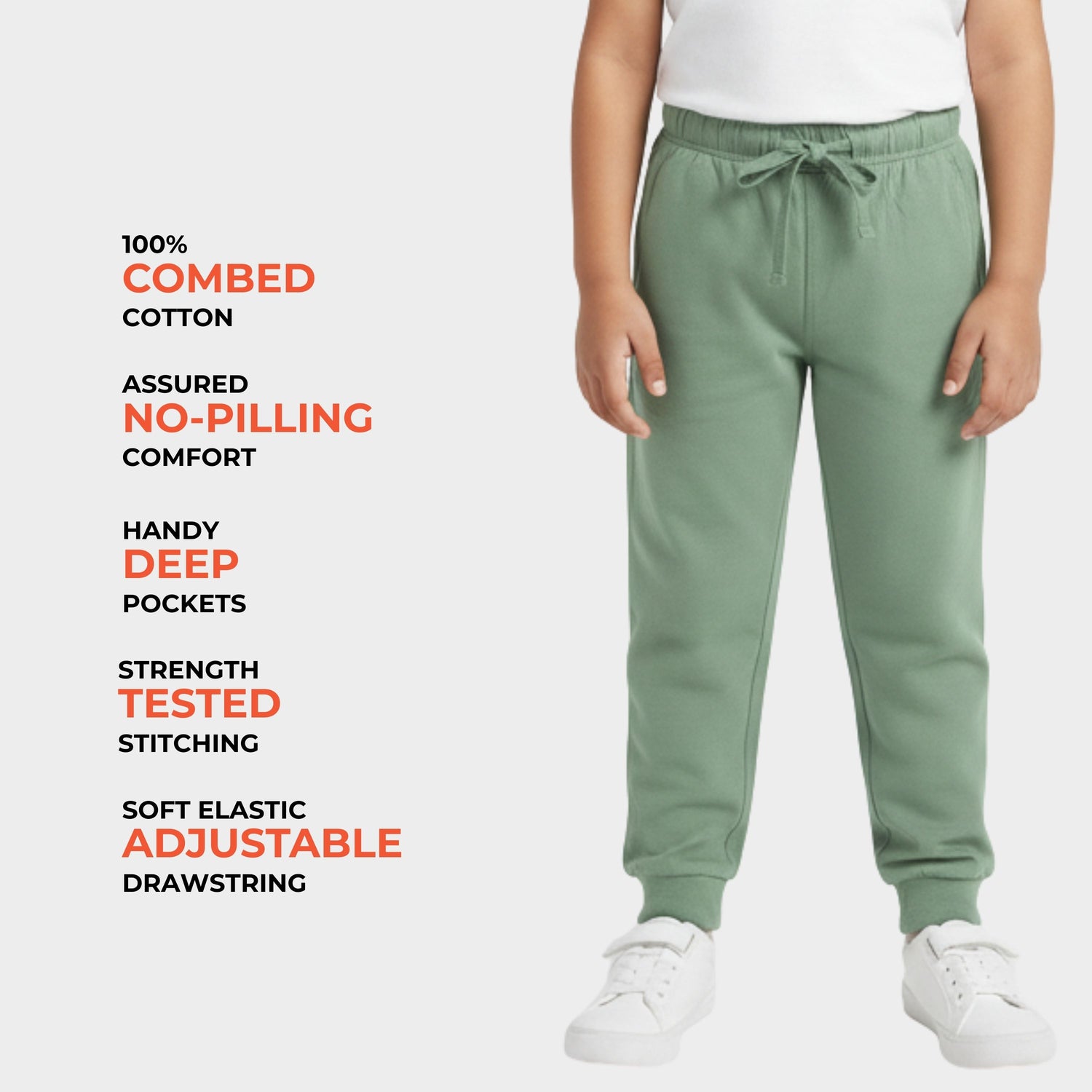 3 Pcs Cotton Joggers | Blue, Green, Brown