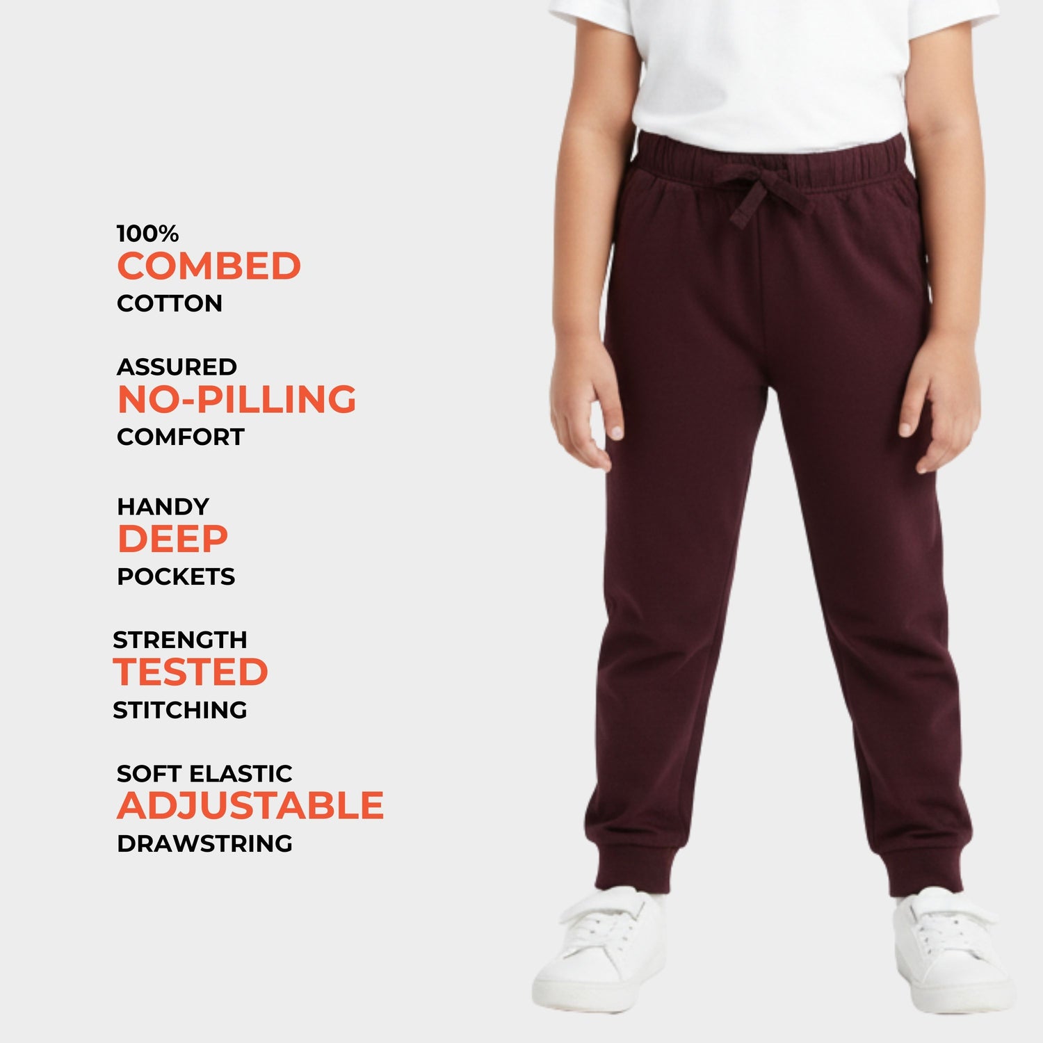 2 Pcs Cotton Joggers | Wine, Air Force Blue