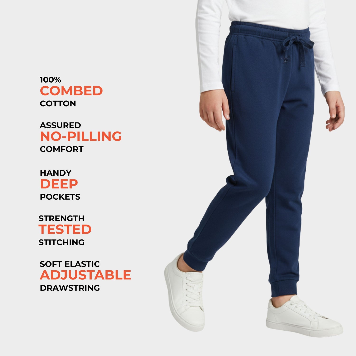 2 Pcs Cotton Joggers | Black, Blue