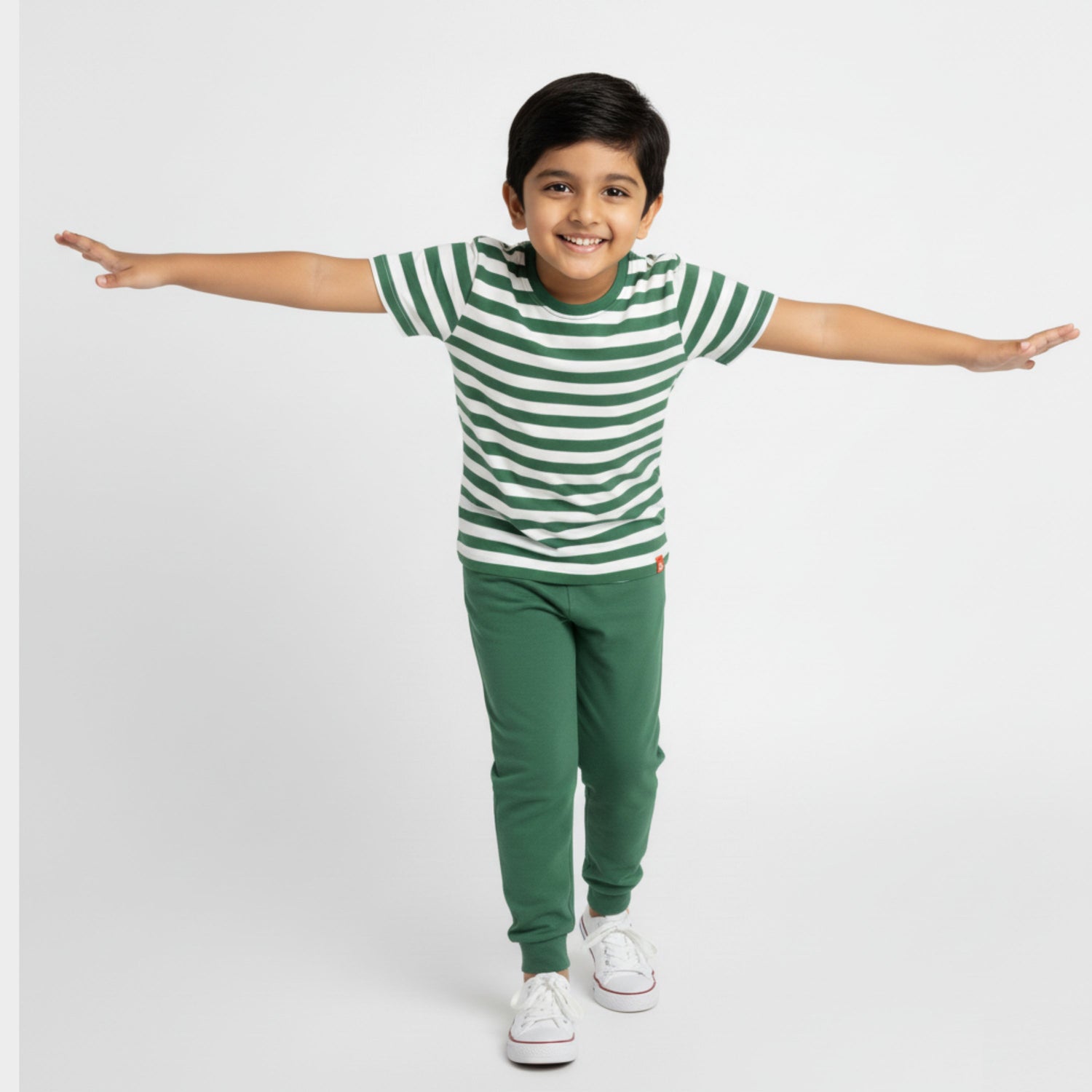 Half Sleeves Unisex Co-ord Set | Green Stripes