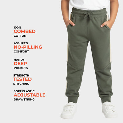 3 Pcs Cotton Joggers | Black, Colour Block Olive, Brown