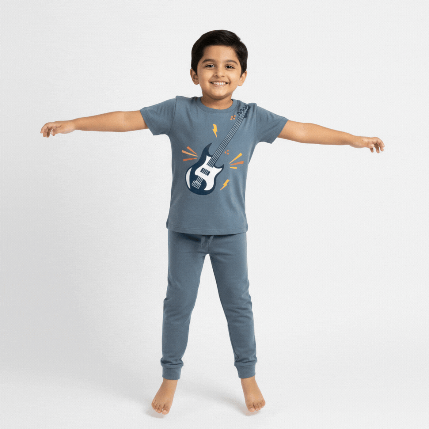 Half Sleeves Unisex T-Shirt & Joggers Set | Little Rockstar