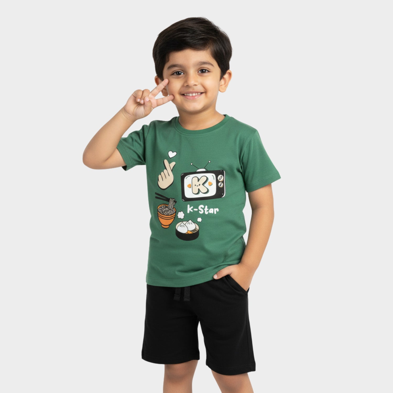 T-Shirt & Shorts Unisex Co-ord Set | Korea Love