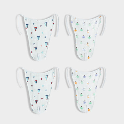 4 Pack Muslin Nappies | Little Sailor, Balloon Ride
