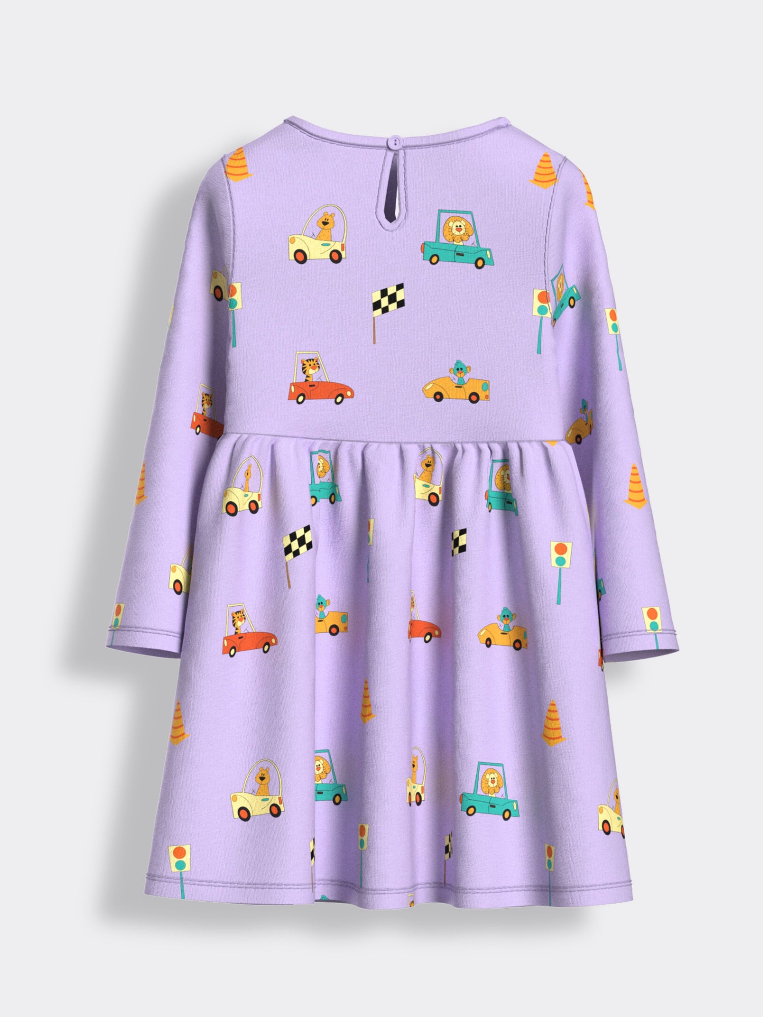 Long Sleeves Printed Dress | Racing Cars