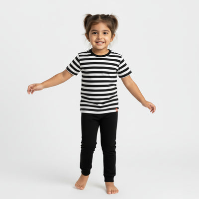 Half Sleeves Unisex Co-ord Set | Black Stripes