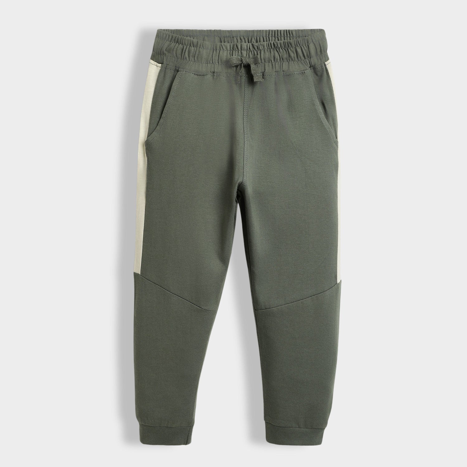 Cotton Joggers | Colour Block Olive Green