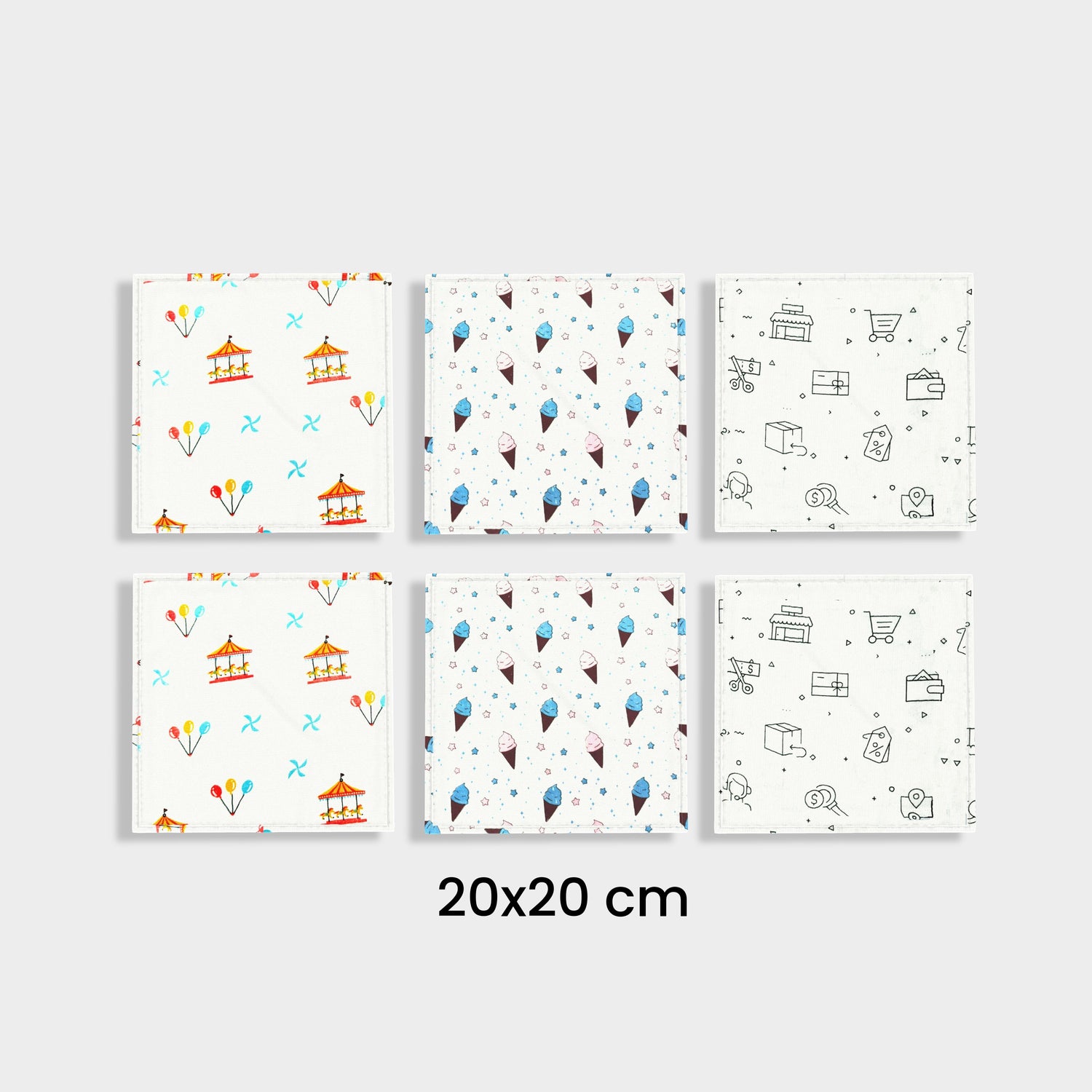 6 Pack Muslin Napkin | Swing, Icecream, Truck