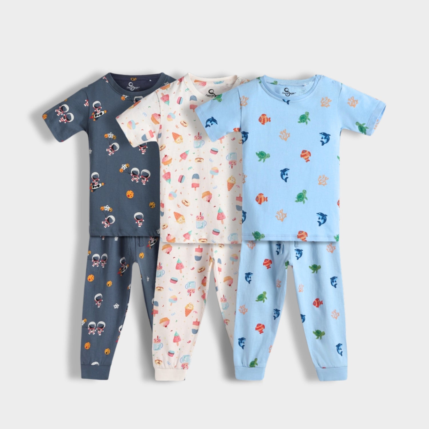 3 Pack Half Sleeves Unisex Co-ord Set | Frosty, Space & Underwater