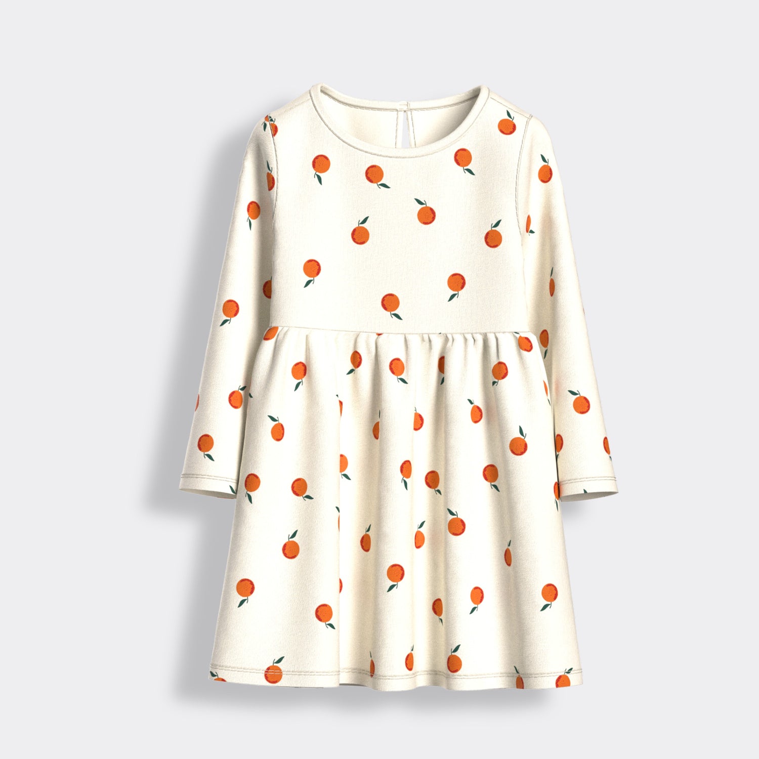 Long Sleeves Printed Dress | Orange Heaven