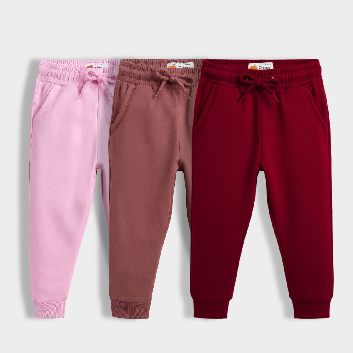 3 Pcs Winter Fleece Joggers | Pink, Rosy Brown, Maroon