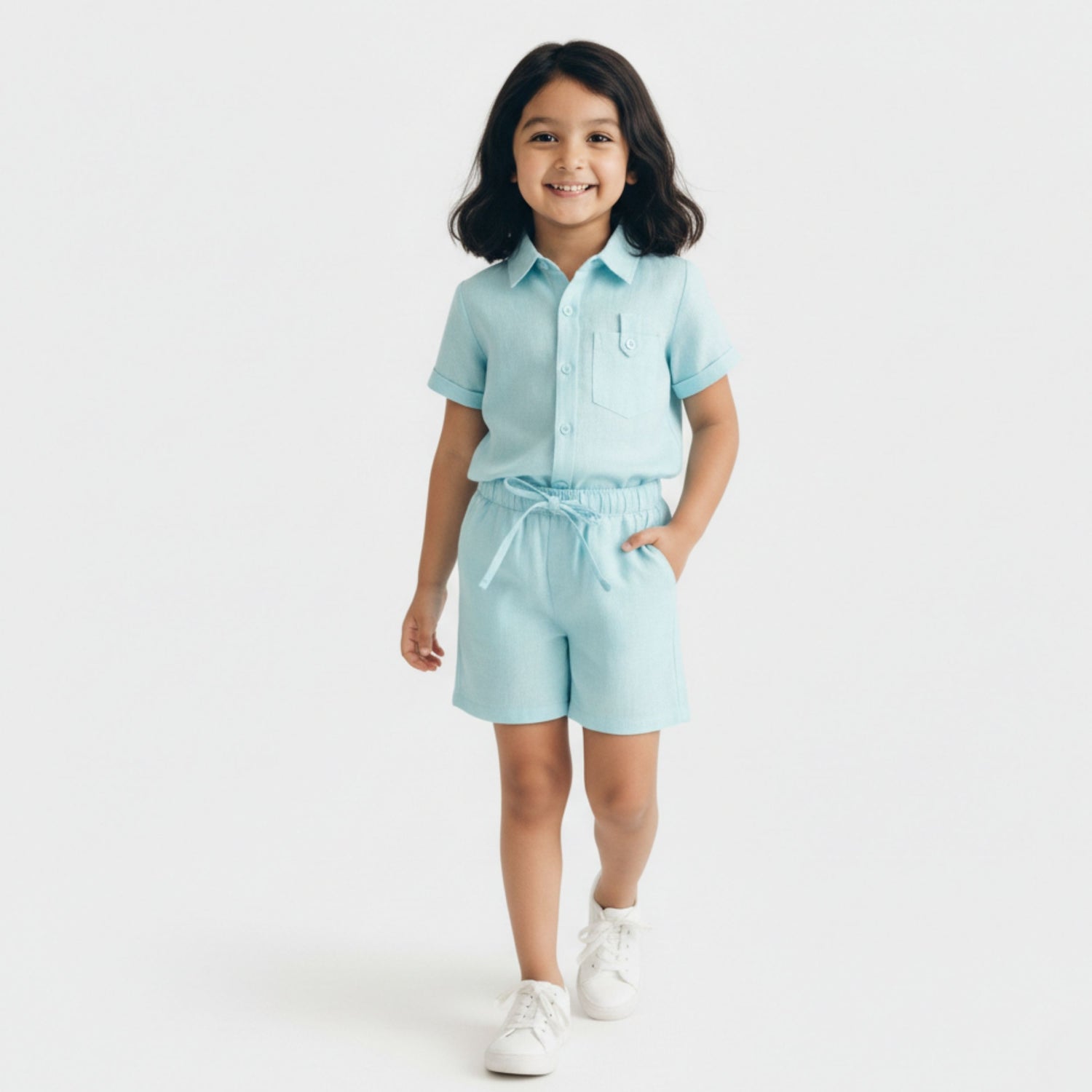 Half Sleeves Unisex Cotton Linen Shirt & Shorts Co-ord Set | Breeze weave