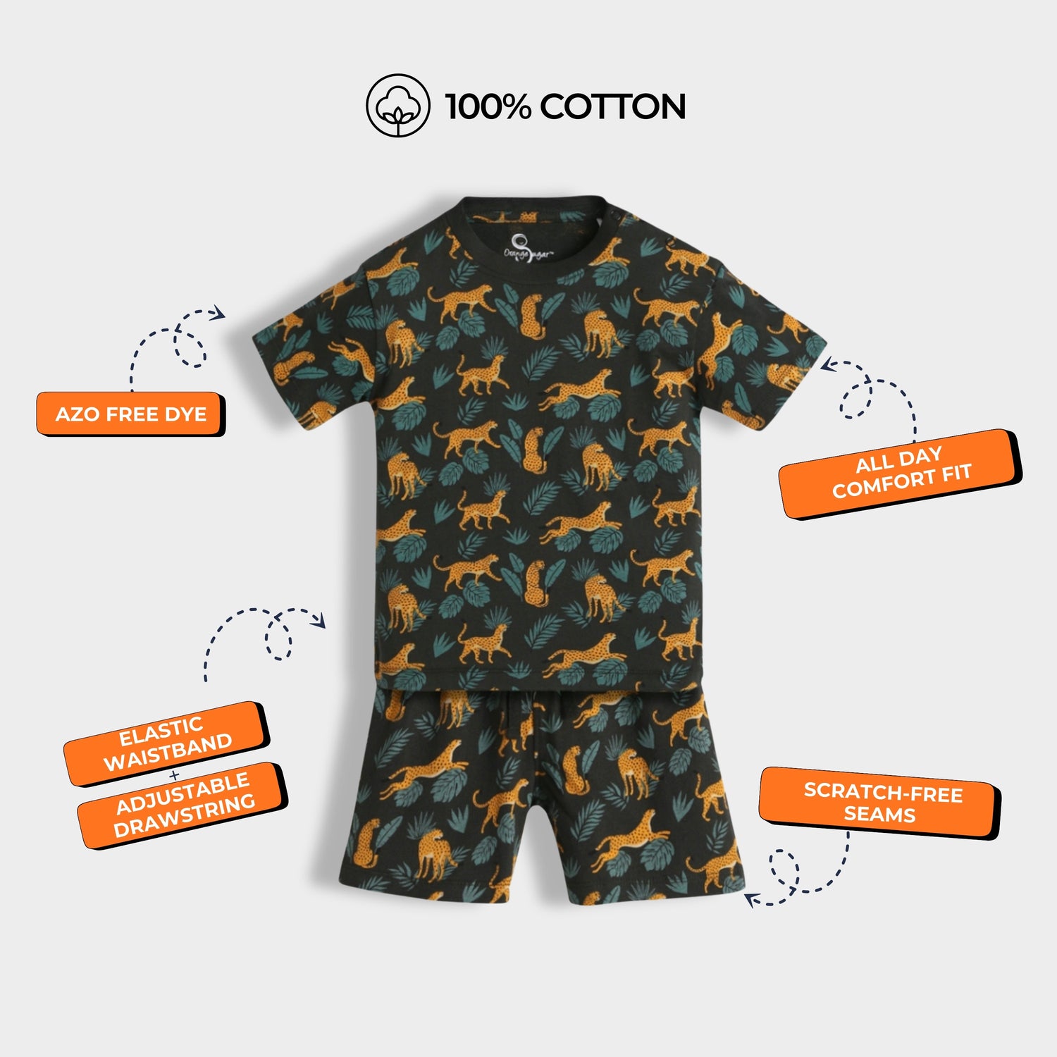 T-Shirt & Shorts Unisex Co-ord Set | Cheetah Chase