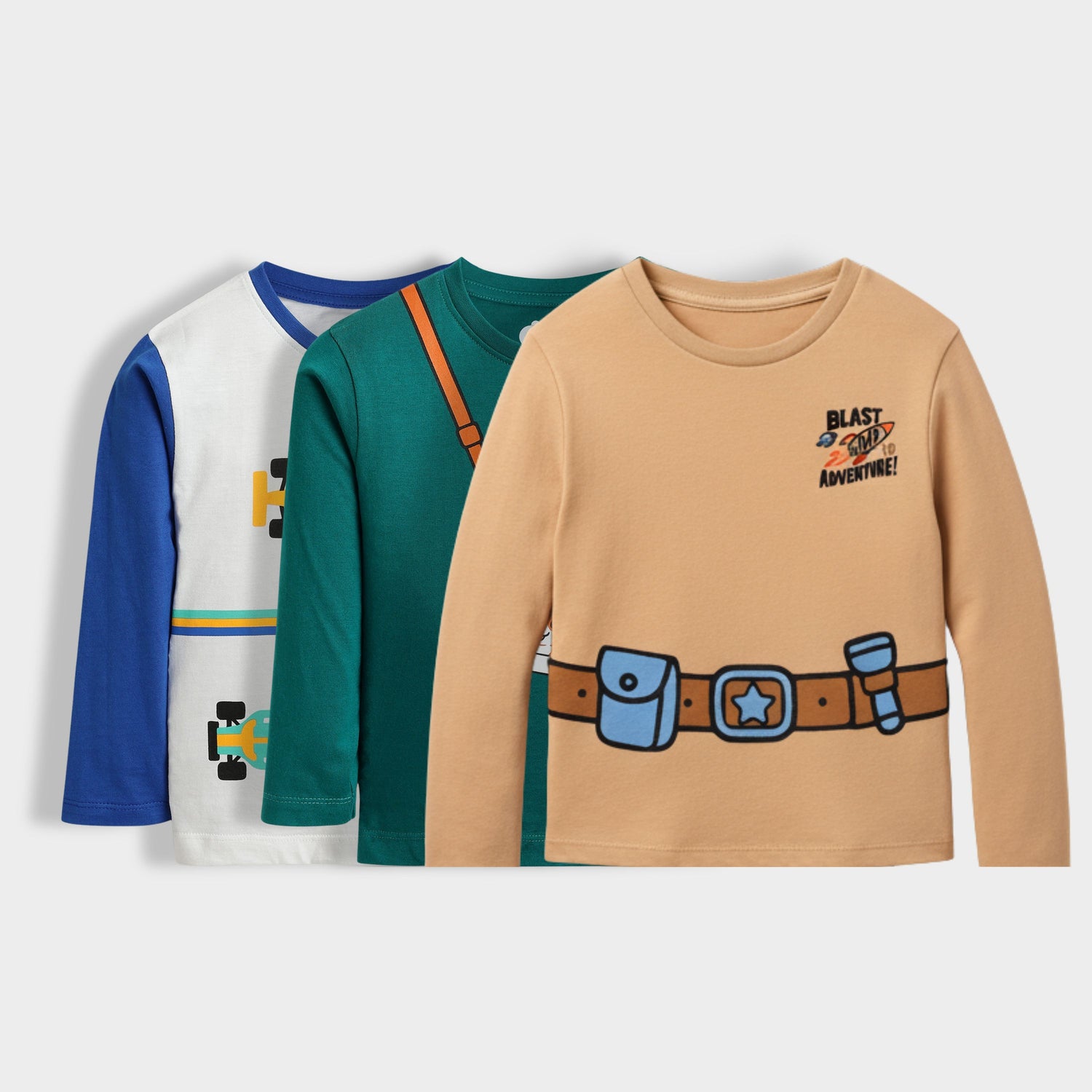 3 Pack Full Sleeves Unisex T-Shirts | Racing, Camera, Space Ship