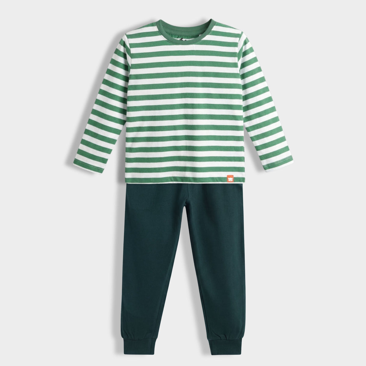 Full Sleeves Unisex T-Shirt & Joggers Set | Green Stripes