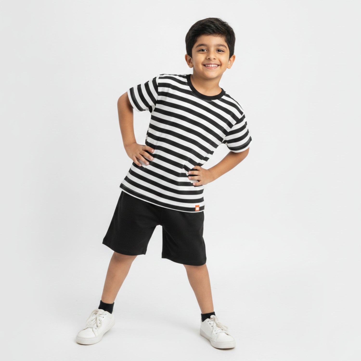 T-Shirt & Shorts Unisex Co-ord Set | Black Stripes