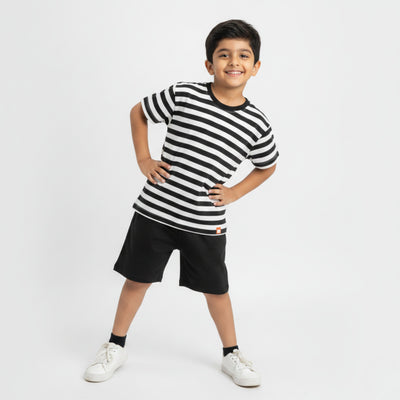 T-Shirt & Shorts Unisex Co-ord Set | Black Stripes