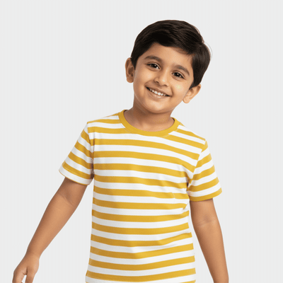 Half Sleeves Tee | Yellow Stripes
