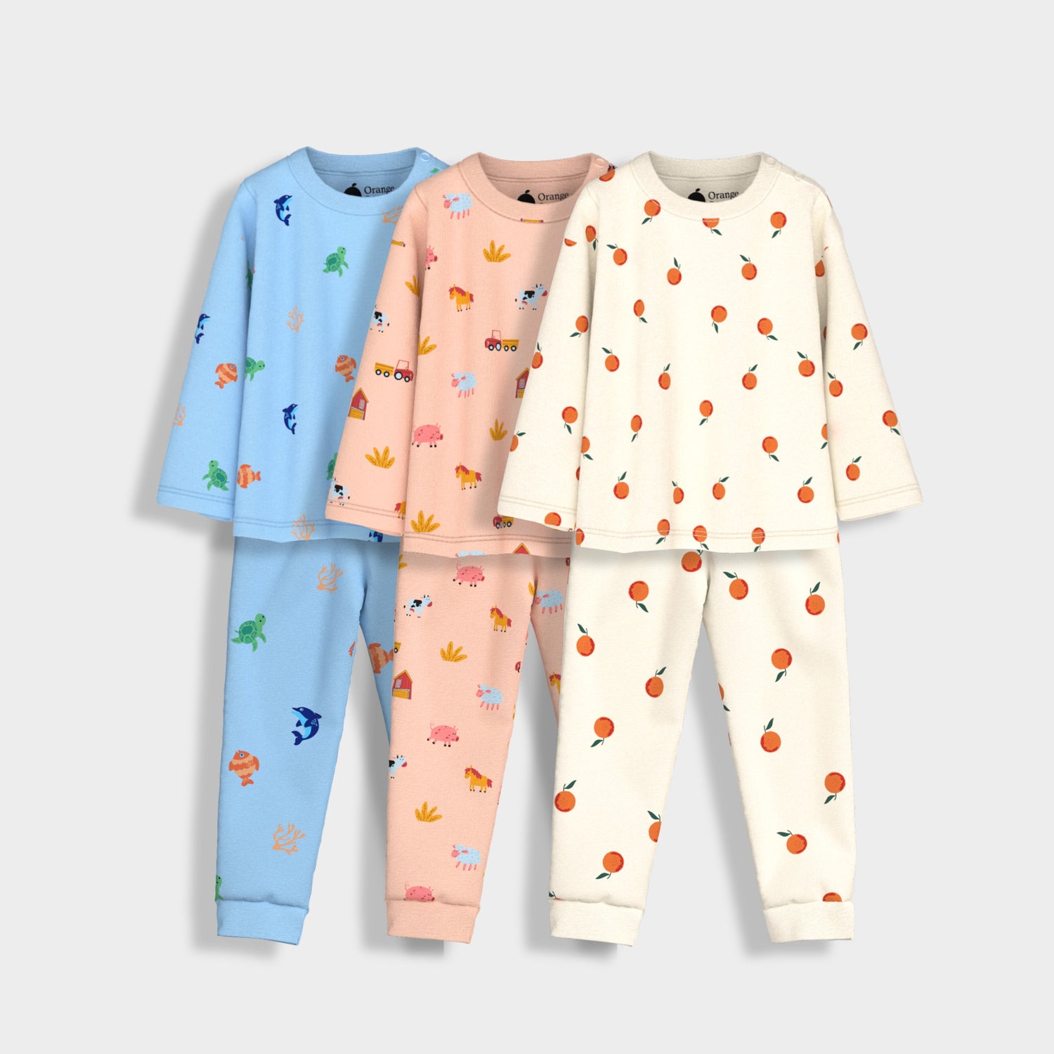 3 Pack Full Sleeves Unisex Co-ord Set | Farm, Orange & Underwater