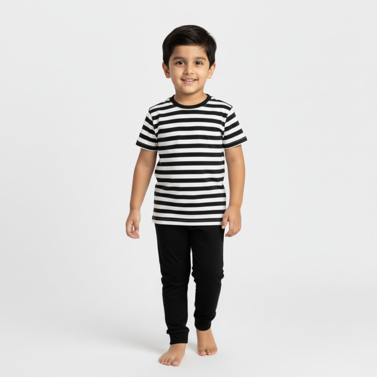 Half Sleeves Unisex Co-ord Set | Black Stripes