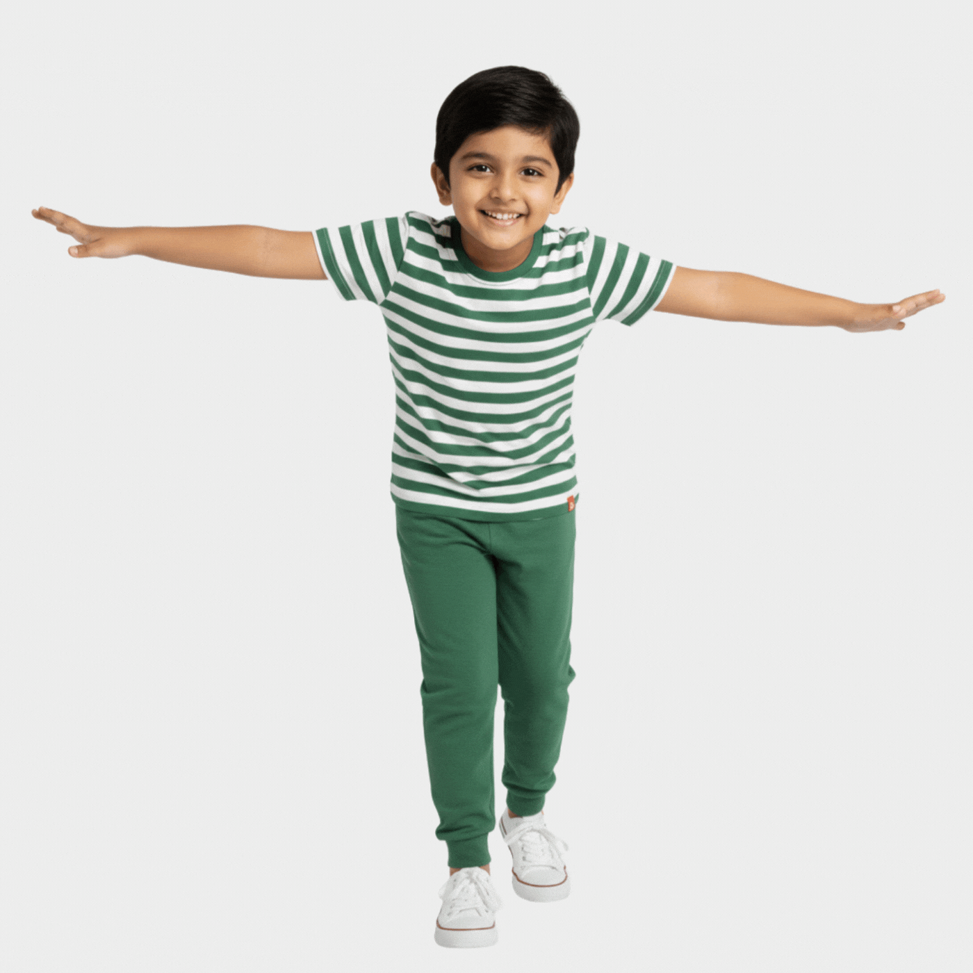 Half Sleeves Unisex Co-ord Set | Green Stripes