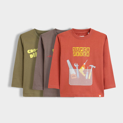 3 Pack Full Sleeves Unisex T-Shirts | Crocooldile, Backpack Beast, Super Fixer