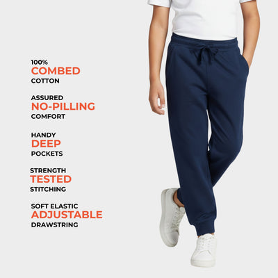 2 Pcs Cotton Joggers | Black, Blue