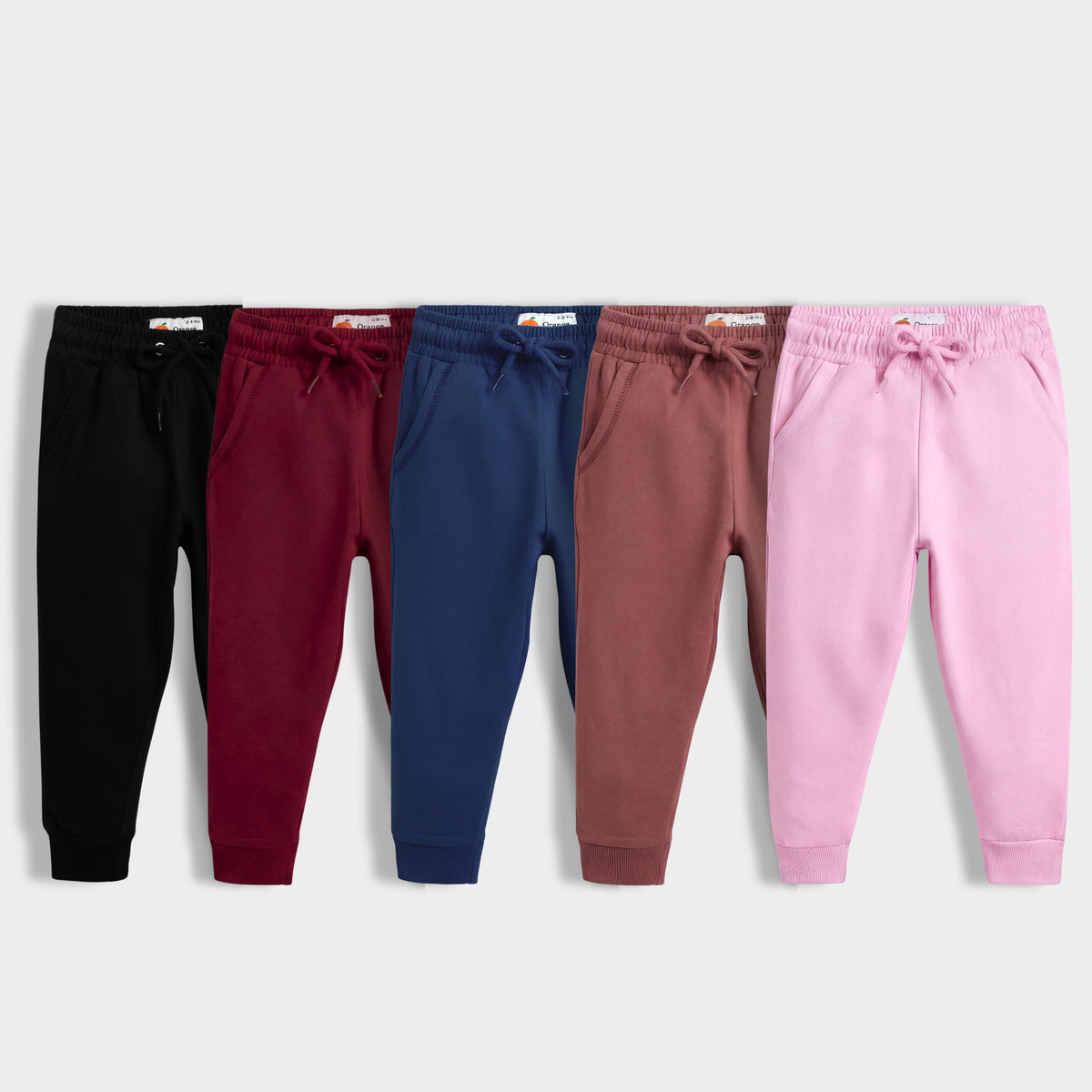 5 Pcs Winter Fleece Joggers | Black, Maroon, Diesel Blue, Rosy Brown, Pink