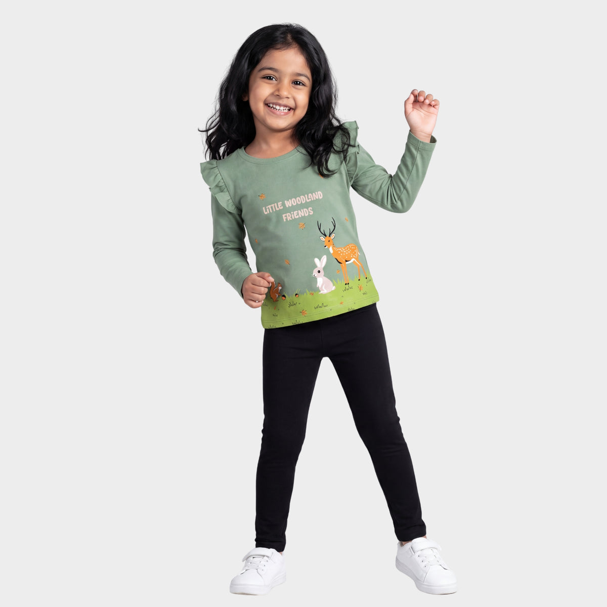 Full Sleeves Girls Top & Leggings Set | Forest Friend