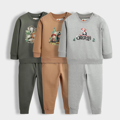 3 Pack Sweatshirt & Joggers | Snow Penguin, Camp, Wild Pals